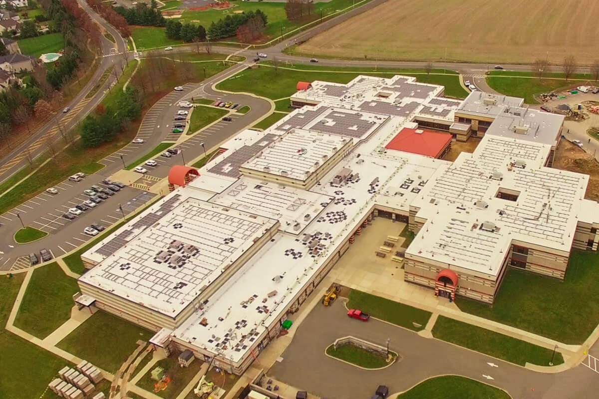 Grover Middle School Solar Rooftop In NJ Aerial View